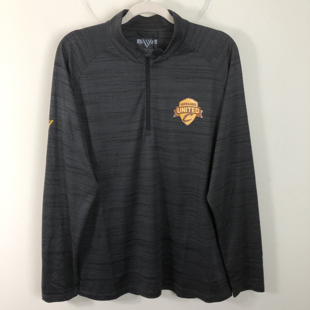 Cleveland Cavaliers Levelwear 1/4 Zip Golf Pullover Men's L Heather Black NBA
